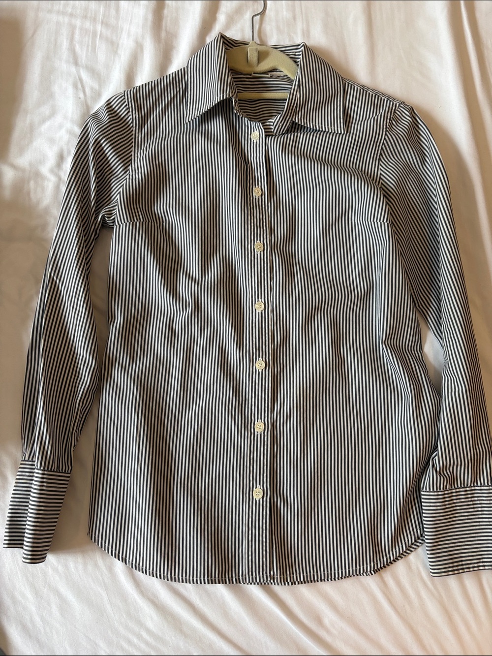 J. Crew Black and White Vertical Stripe Dress Shirt